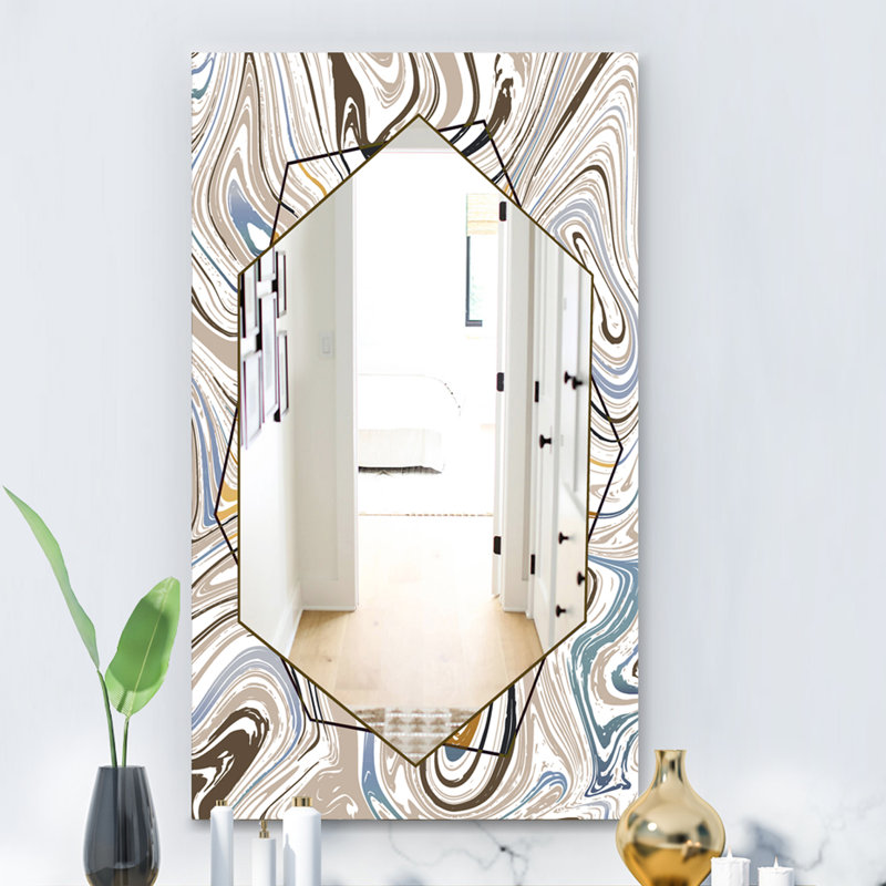 Miroir d'appoint Marbré, H 24 po x l 32 po, Blanc / brun / gris