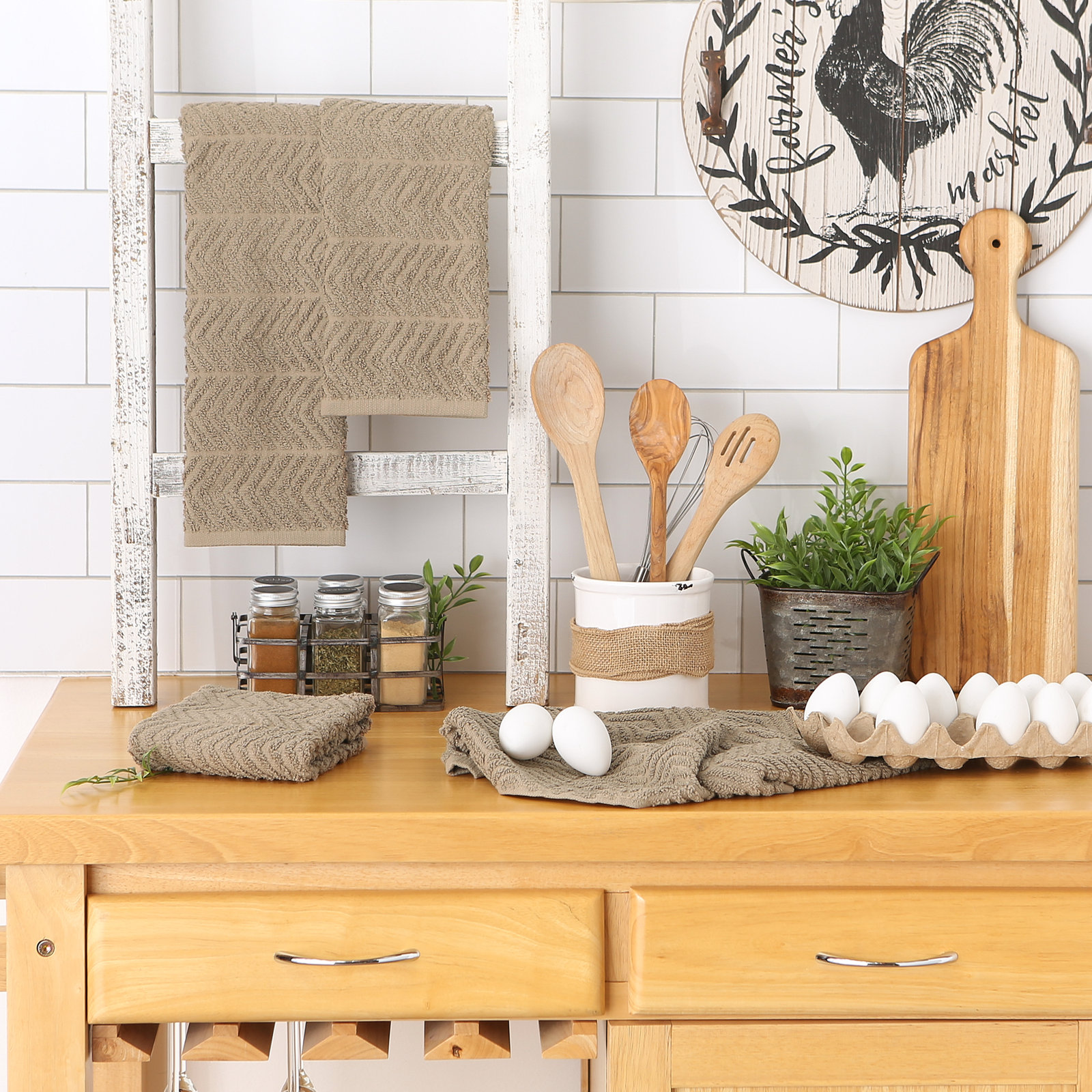 Cotton Dish Cloth Kitchen Towel, Stone