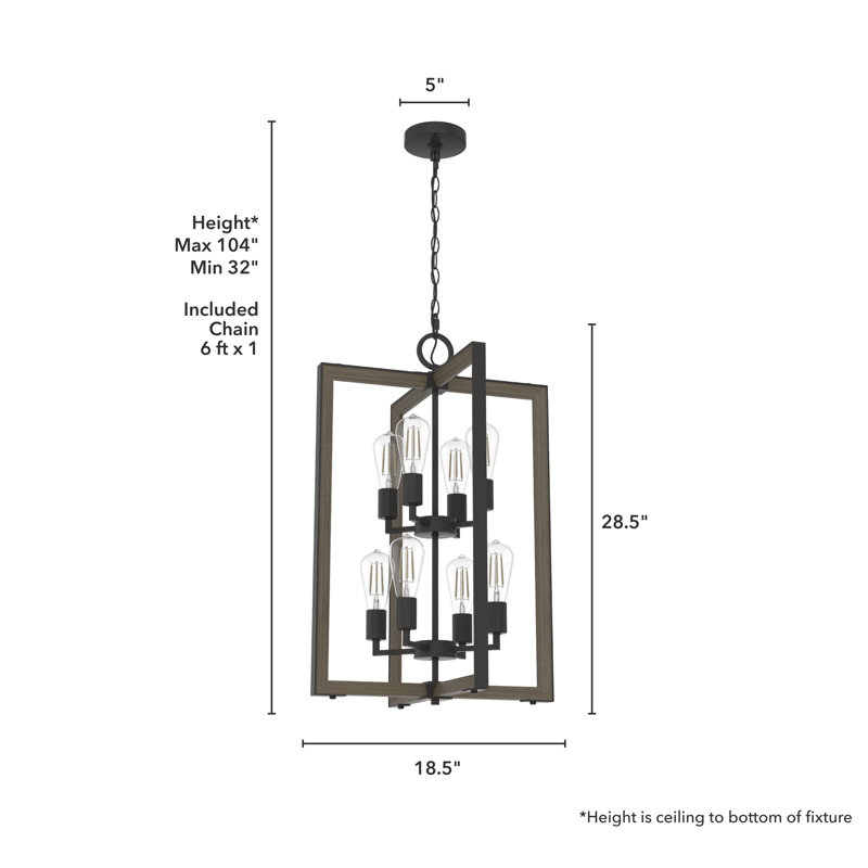 Woodburn 8 Light 24 Inch Foyer Pendant Ceiling Light Fixture, Noble Bronze