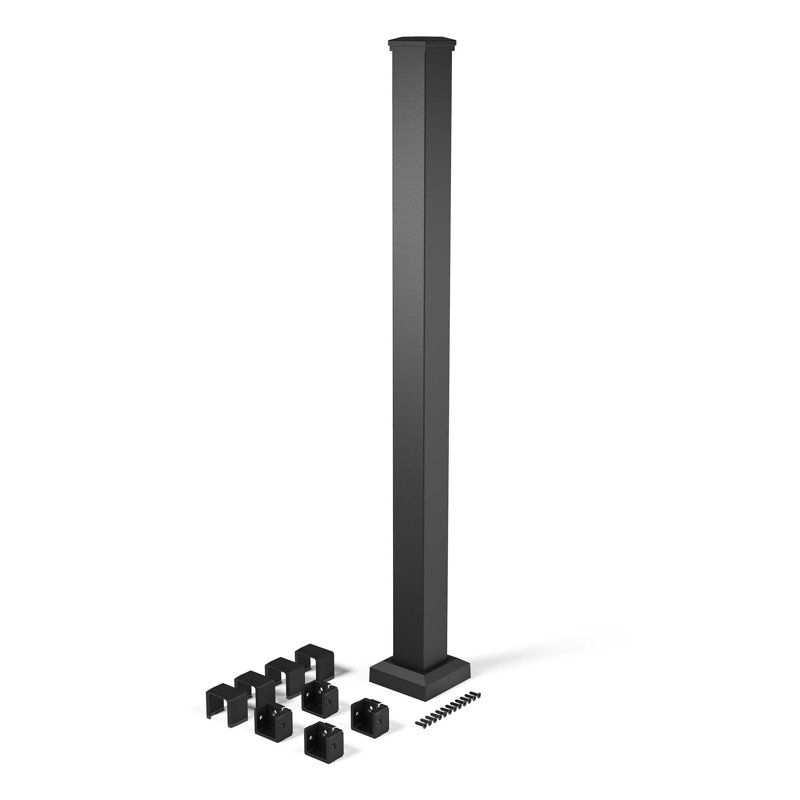 Poteau en aluminium avec supports H 39,5 po x l 2,5 po Inspire Railing, Sable noir