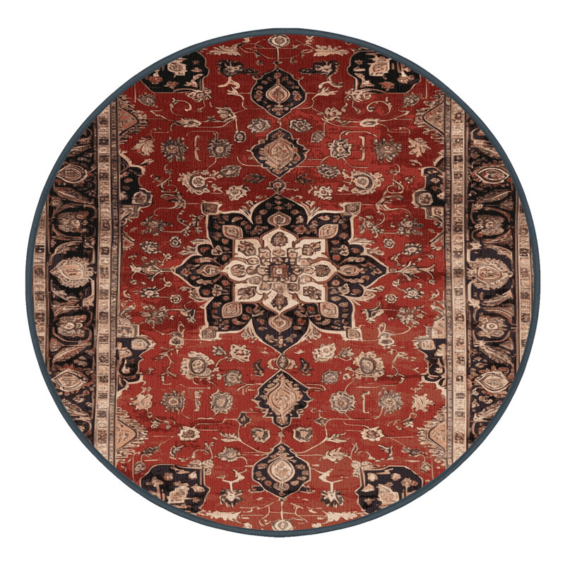 Tapis brun lavable à la machine, Rond 3 pi