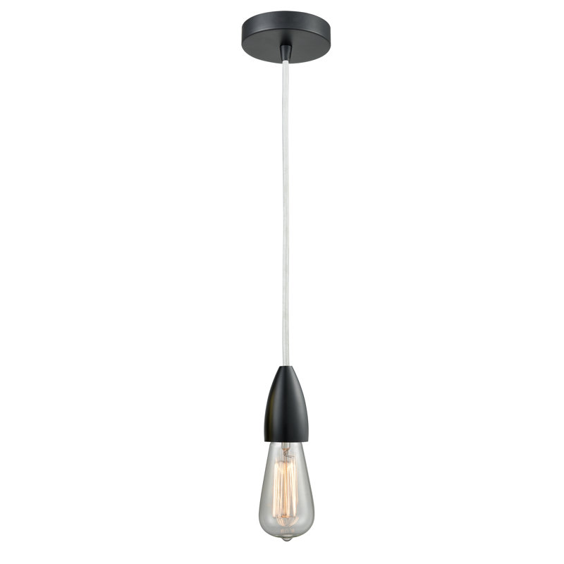 Cecile 1 - Light Single Pendant, Matte Black/White