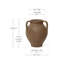 Vase rond rustique en terre cuite brun vieilli de 36,6 cm de hauteur avec trois anses