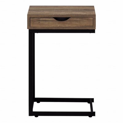 Table d'appoint, en forme de C, bout, côté, collation, tiroir de rangement, stratifié, métal, contemporain, moderne