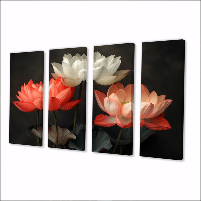 Cowger - lot d'art mural lotus, H 32 po x l 64 po