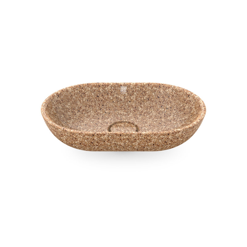 Woodio Soft60 15.748'' Wood Oval Bathroom Sink, Dark Natural