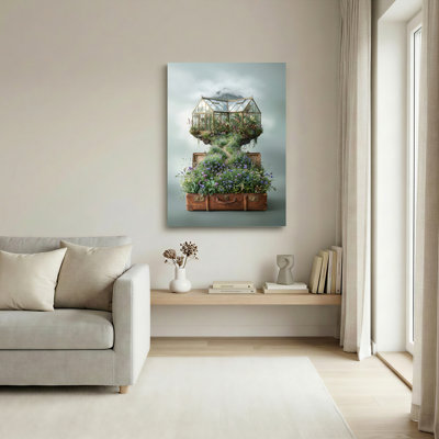 Ensemble de 1 tableau sur toile représentant un jardin flottant
