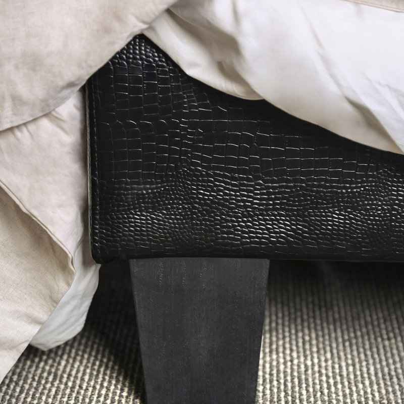 Morgana Vegan Leather Platform Bed, Black, Full