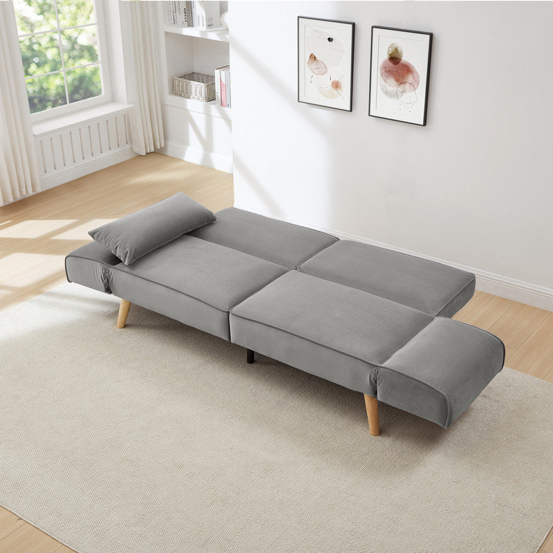 Canapé-lit de futon réglable à dossier divisé avec accoudoirs inclinables à positions multiples, Gris