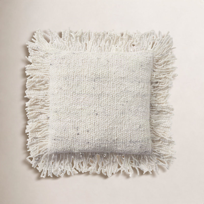 Vila Square Throw Pillow, Ivory, No Fill
