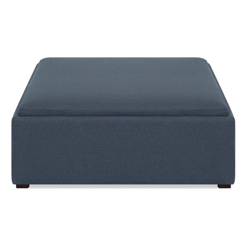 Repose-pieds rectangulaire avec rangement 40 po Clarke, Joli tissu performance natté bleu marine