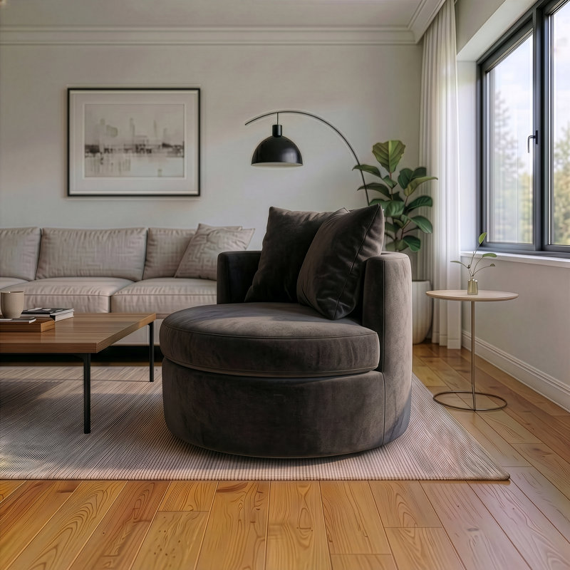 Fauteuil rembourré pivotant Dara Harlow, Espresso Andrew