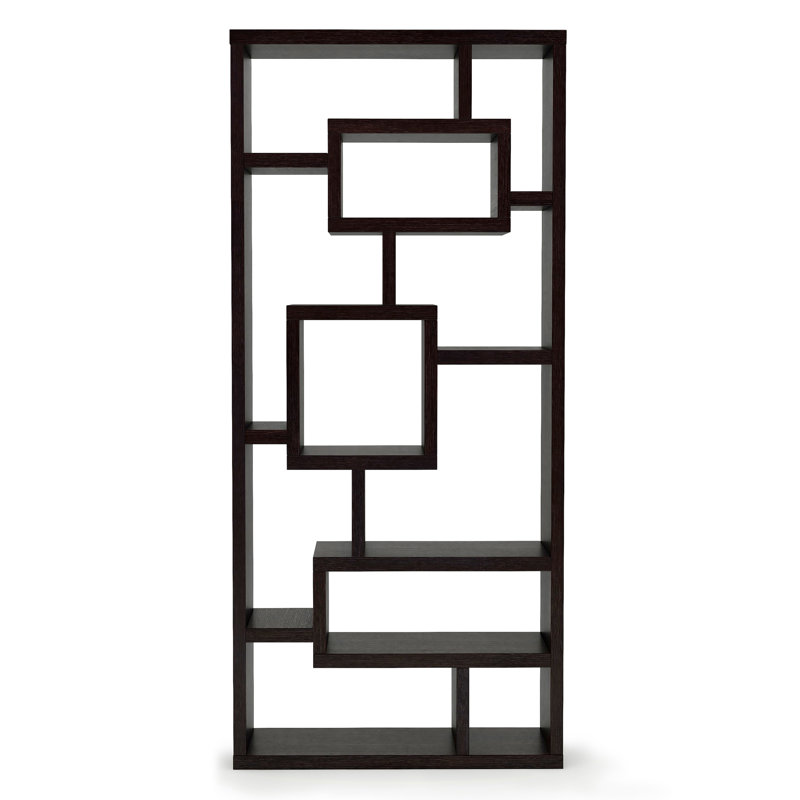 Batchelor 71''H Geometric Display Bookcase, Espresso