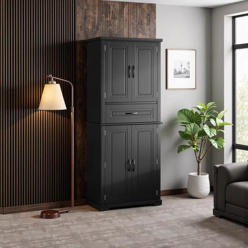 Armoire de rangement pour salle de bain avec tiroir de rangement multifonctionnel avec glissières réglables et tablette noire