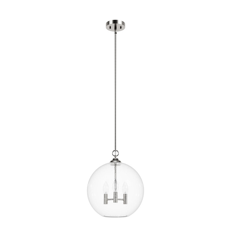 High Oaks 3 Light Globe Pendant, Brushed Nickel