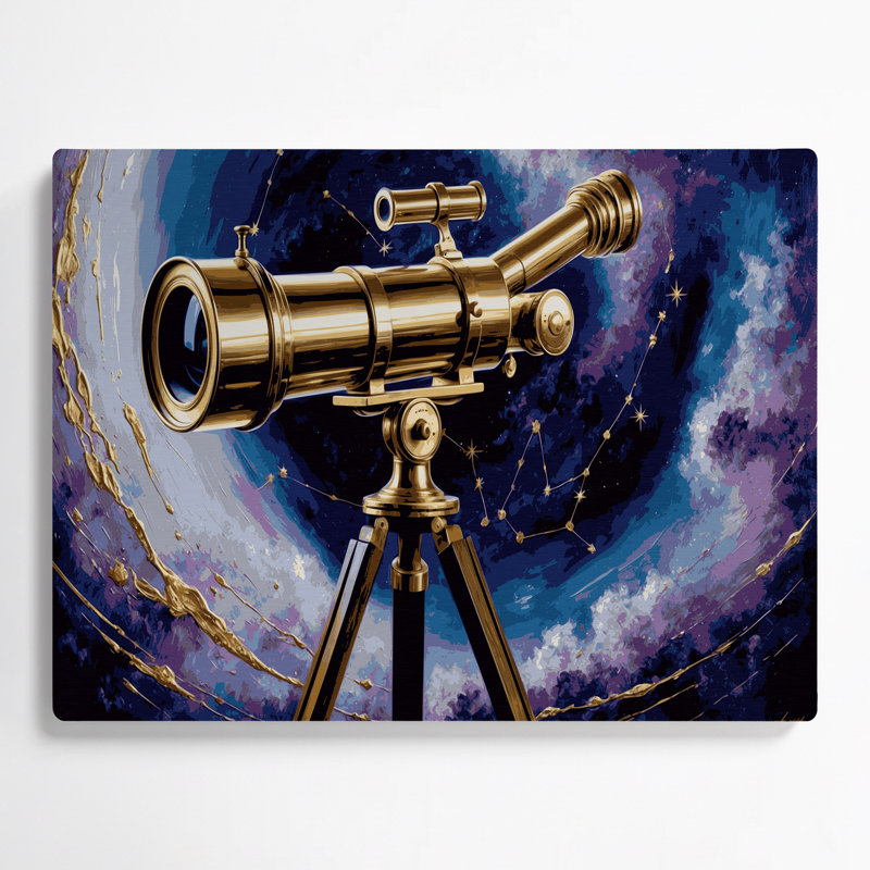 Art mural gris Sci Fi Telescope Brass Stargazing