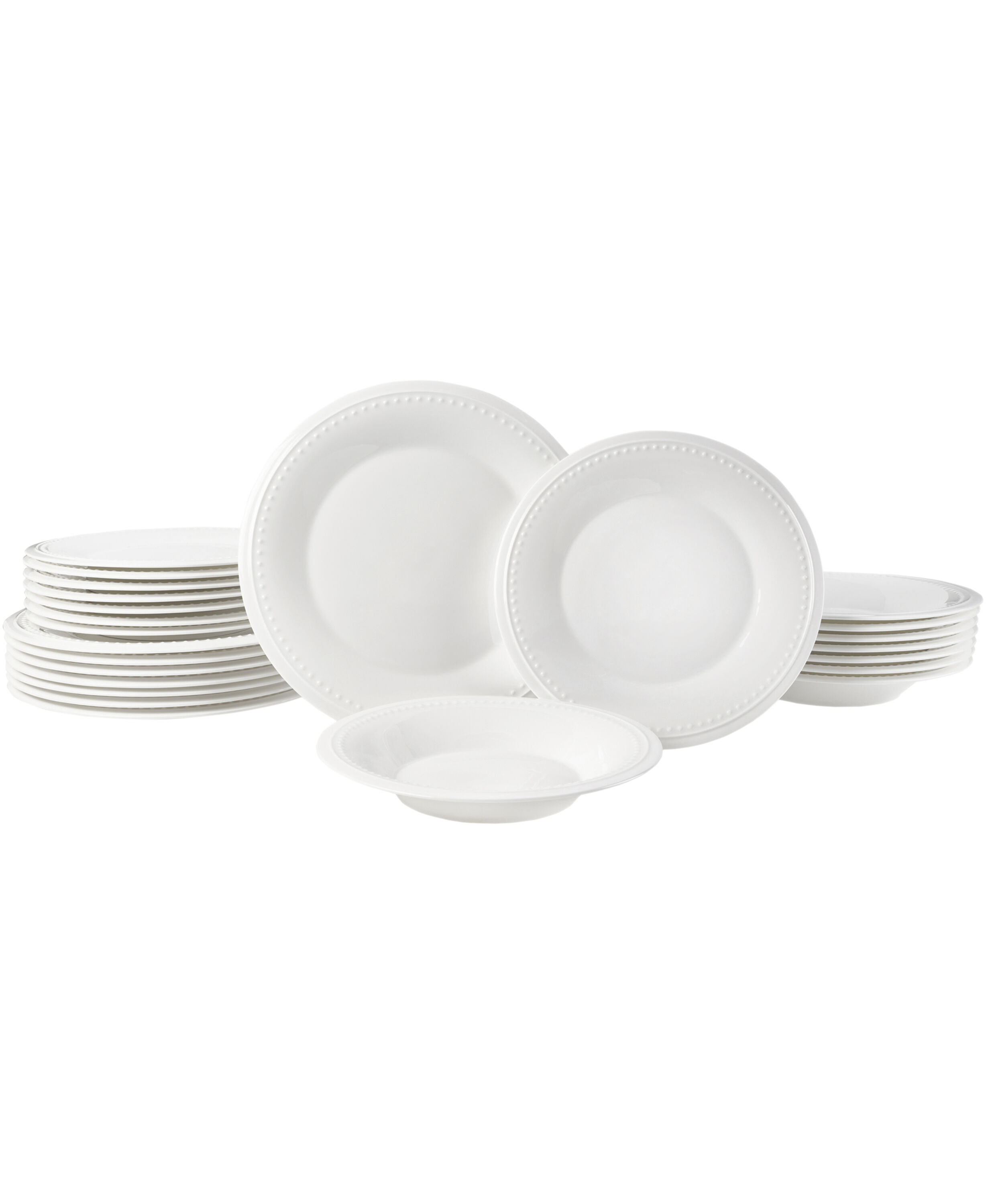 Fitz and Floyd Nevaeh White Classic Bead 24-Piece Bone China