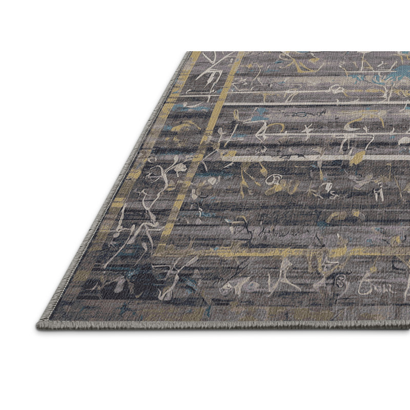 Tapis gris lavable à la machine, Rectangle de 5 pi x 8 pi