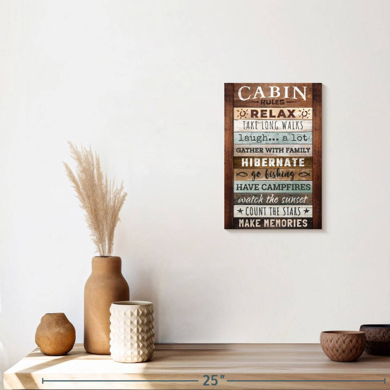 Cabin Rules I Canvas Print, 8" H x 12" W x 1" D