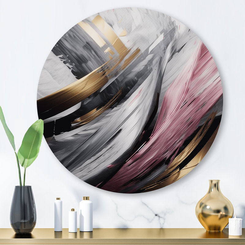 Décoration murale en marbre rose et doré mystérieux - marbre abstrait, H 23 po x l 23 po x P 1 po
