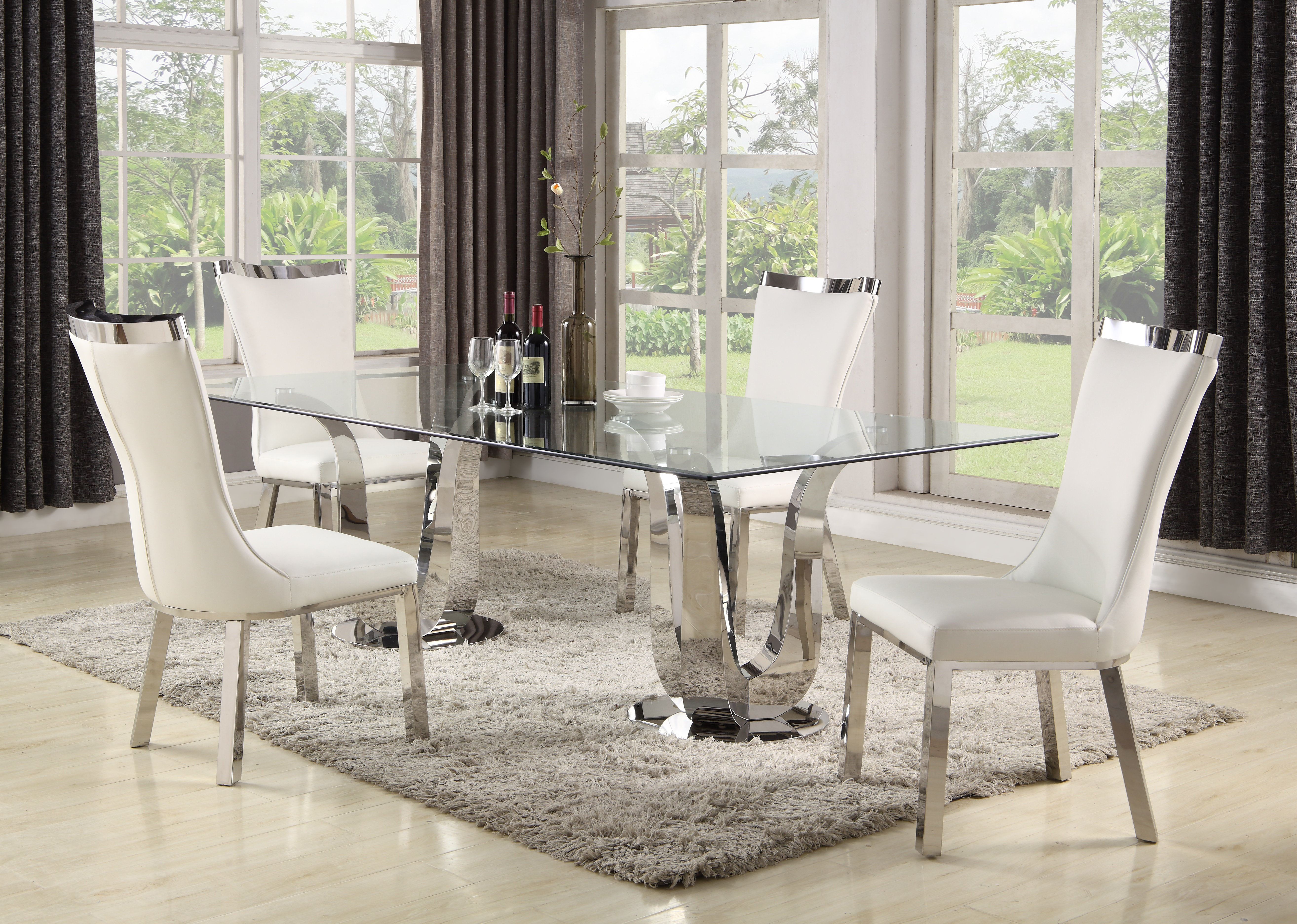 Glass dining table set best sale with chairs