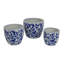 Ensemble de 3 jardinières de jardin, motif floral bleu céramique classique