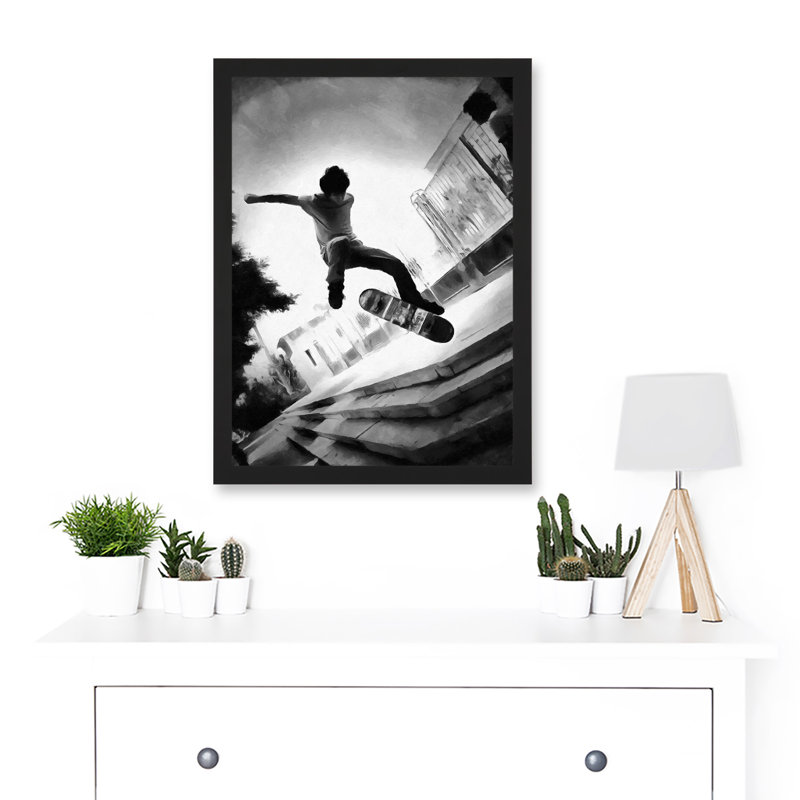 Skateboarder Trick - Single Picture Frame Print