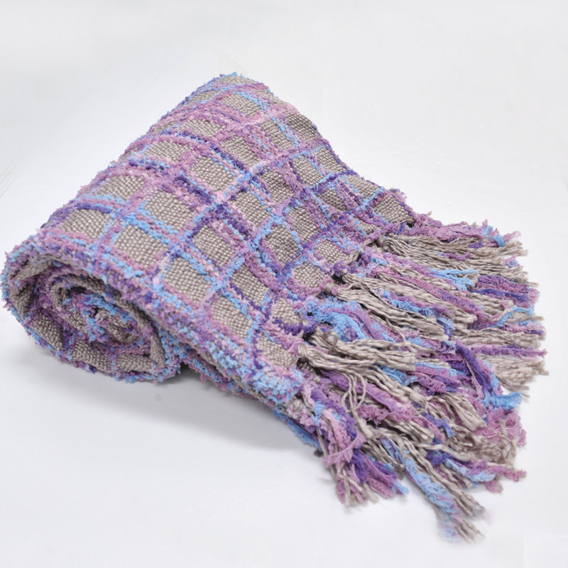 Jeté tricoté en chenille multicolore, Mauve, 50 po x 60 po