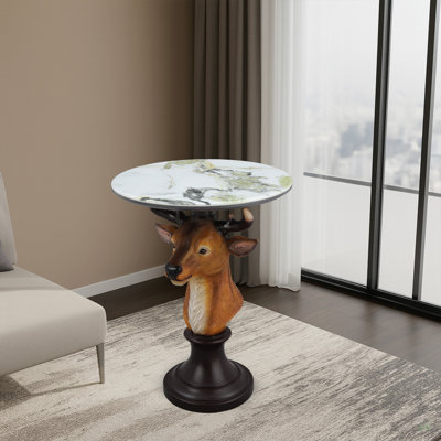 Table d'appoint avec tête de cerf et table d'appoint