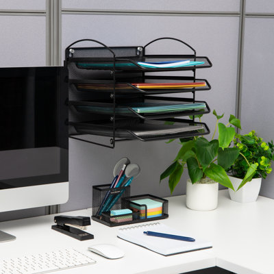 Plateau de papier Mind Reader, organiseur de bureau, rangement pour dossiers, fixation murale, bureau, treillis métallique, L 11,5 po x l 14,25 po x H 11,5 po