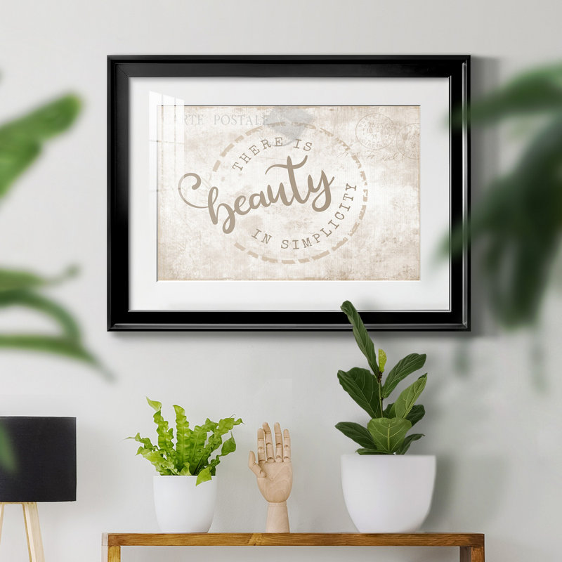 «Beauty in Simplicity - Art textuel avec cadre photo, Papier avec cadre noir, H 18,5 po x l 24,5 po x P 1,5 po, Blanc mat