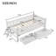 Lit plateforme en bois avec garde-corps et 2 tiroirs-785972639