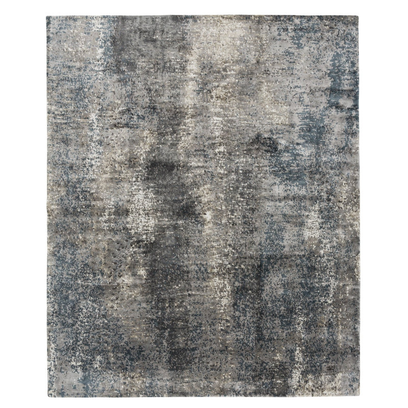 Beryllium Abstract Area Rug in Gray/Natural/Silver, Rectangle 3' x 5'