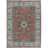 Wool Oriental Area Rug in Rust/Ivory
