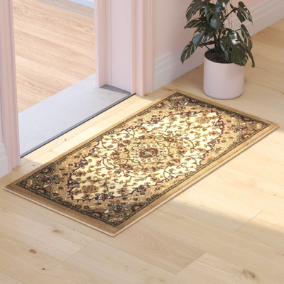 Tapis à motif de médaillon en oléfine Damora