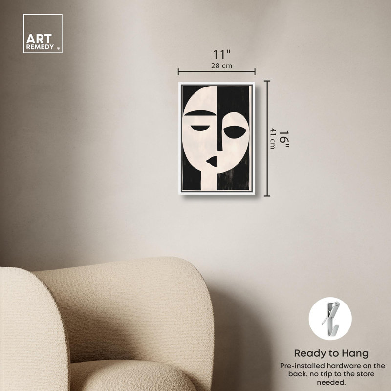 «The Mask I» par Art Remedy, Cadre flottant, H 16 po x l 11 po, Noir