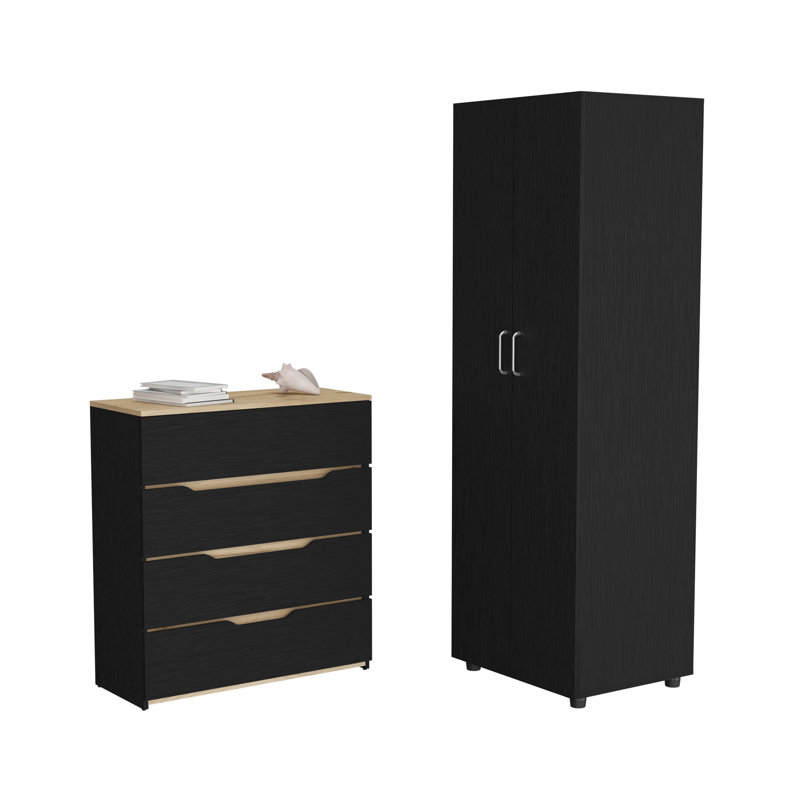 Ensemble de chambre à coucher, armoire et tiroir 2 pièces Raines