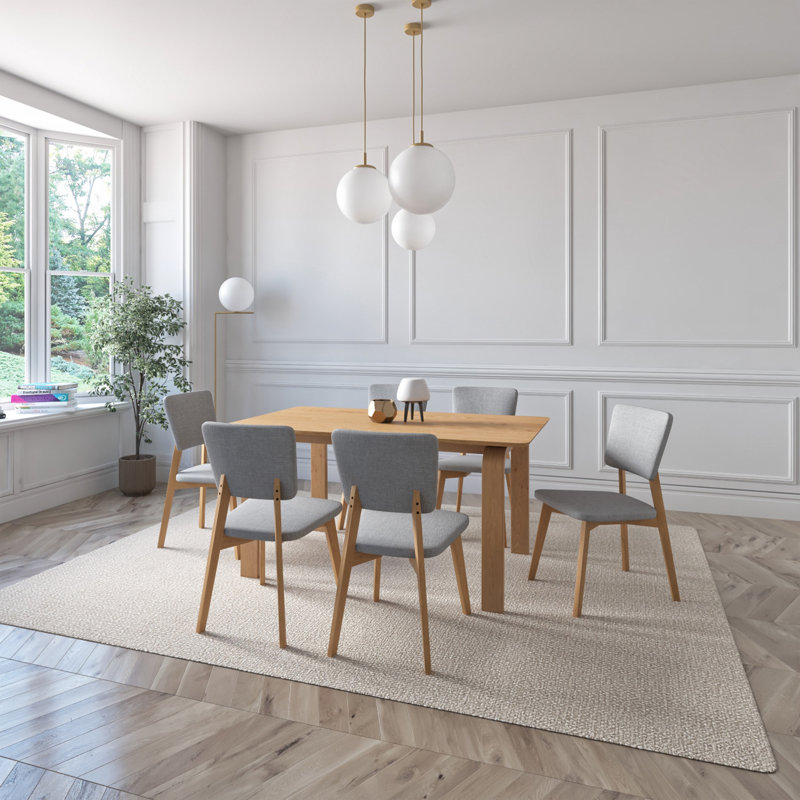 Princeton Indoor Wood Dining Set, Oak, 7 Pieces: Table, 6 Chairs