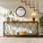Extra Long Industrial Console Table, 70.9'' 2-Tier Sofa Table with Storage Shelf for Entryway or Hallway
