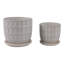  Plateau décoratif décoratif en céramique avec motif - Pots de fleurs d'intérieur élégants avec soucoupe pour patio, salon ou décoration intérieure - ensemble de 2, 8 po, 6 po, blanc-1621862973
