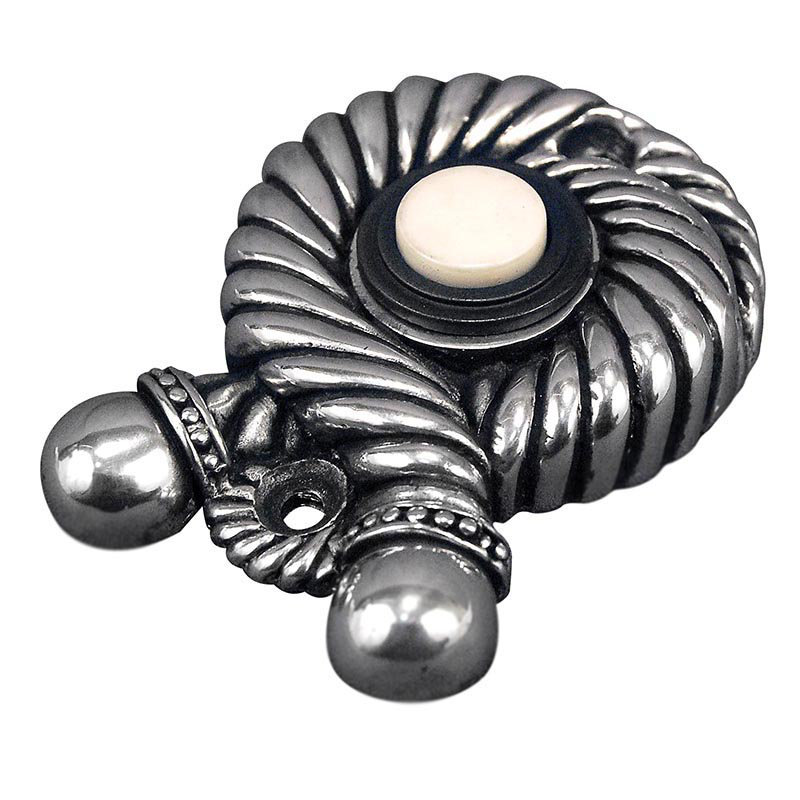 Equestre Push Button Doorbell with Compatibility, Antique Silver