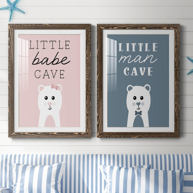 «Little Babe Cave», ensemble de 2 impressions, H 31,5 po x l 47 po x P 1,5 po, Blanc, Papier, cadre noyer