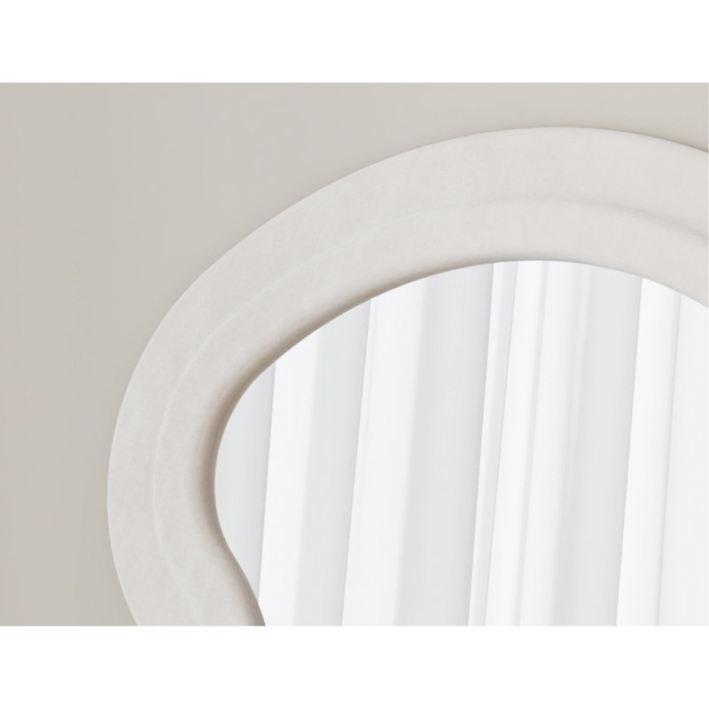 Flannel Full Length Wave White Floor Mirror With Stand For Bedroom Living Room Hanging Or Against The Wall, Cream White