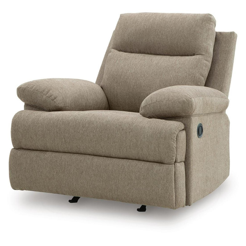 Fauteuil inclinable manuel berçant Silvy avec accoudoirs coussinés, chenille moka, Mocha Brown Polyester Blend, Chenille
