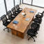 Ensemble de table de conférence moderne en bois massif pour 8 personnes avec 8 chaises de bureau-1498648149