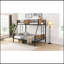 Lit simple superposé simple en métal avec échelle à 2 côtés et garde-corps sur toute la longueur, aucun sommier nécessaire, grand rangement sous le lit, assemblage facile, noir et brun