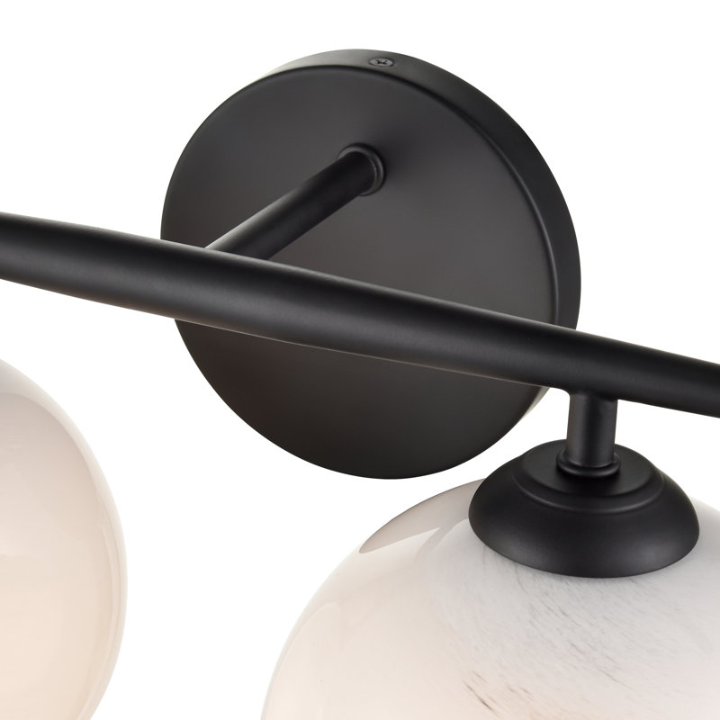 Meuble-lavabo 2 lumières avec abat-jour en verre blanc Millennium Lighting Kimorra, Noir mat