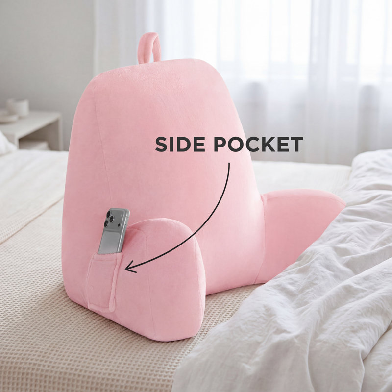 The Sheet Lab Plush Backrest Pillows, Pink, 29" x 24.5" x 10.5"