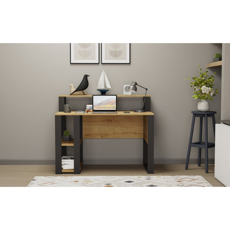 Tramal Geometric Writing Desk, Oak/Anthracite