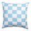 Oreiller carré manuel à damier bleu 18 po x 18 po